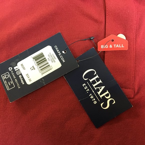 MENs Golf Polo Shirts Chaps Red (LT) 100% Cotton NWT MSRP $54 MINT CONDITION - Picture 6 of 15